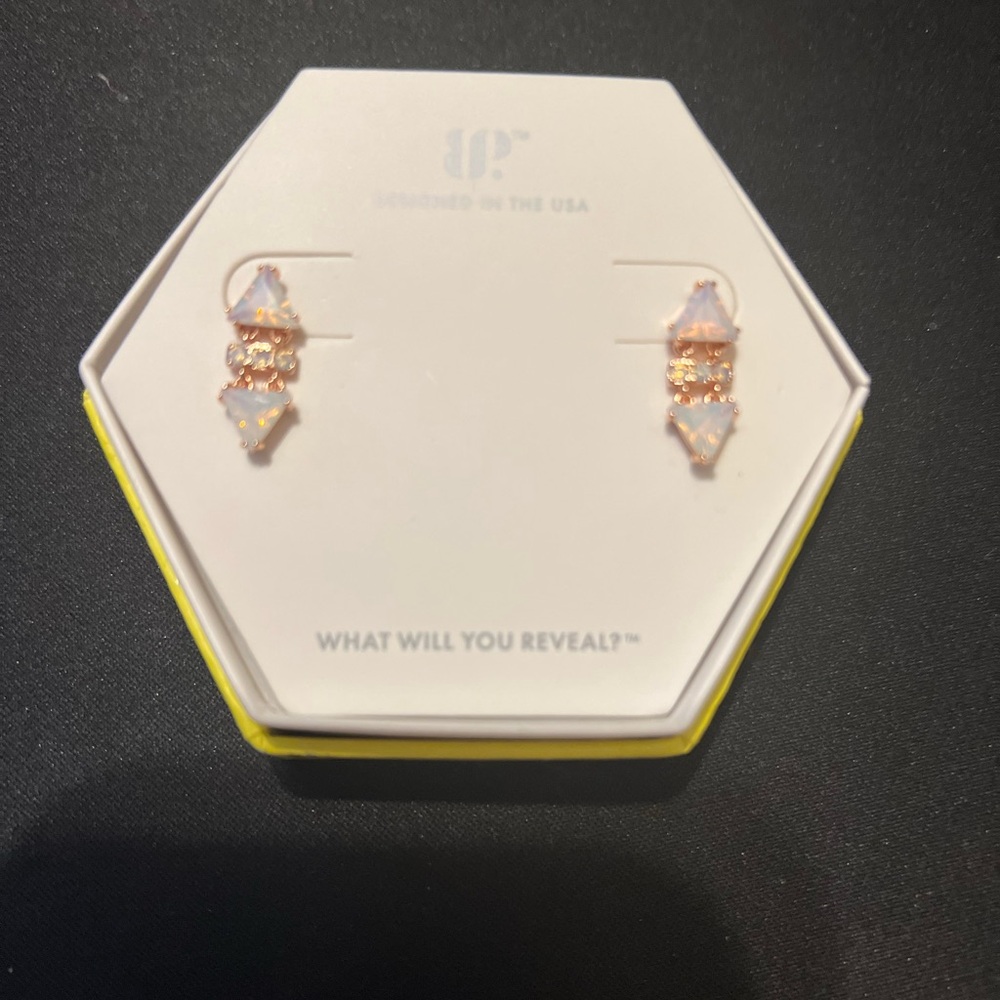Gold and White Bow Stud Earrings and necklace